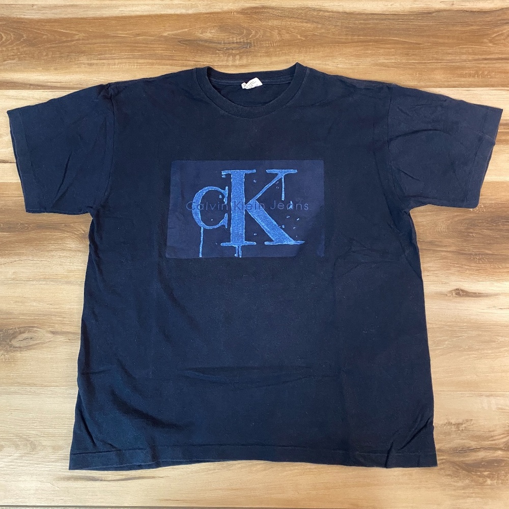 Vintage Calvin Klein Shirt Mens Large T Shirt Made in USA CK logo Single Stitch